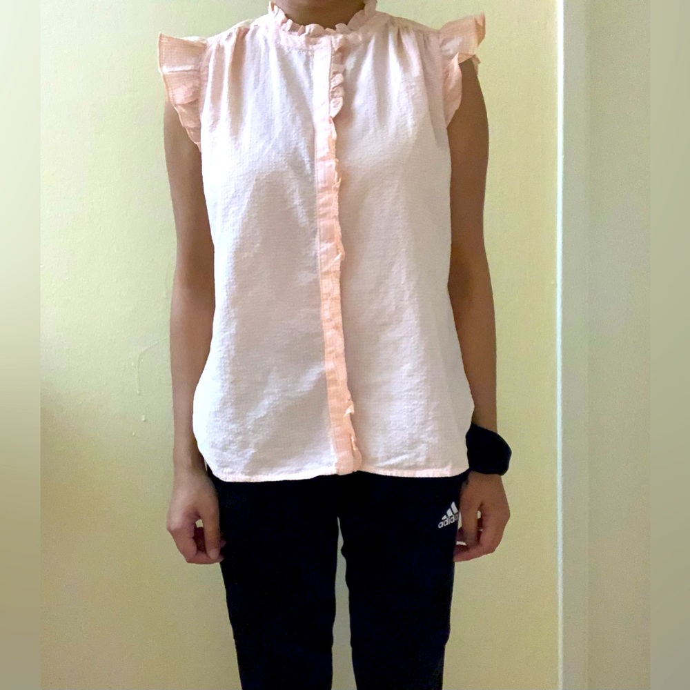 Petite Gingham Ruffle Top Loft